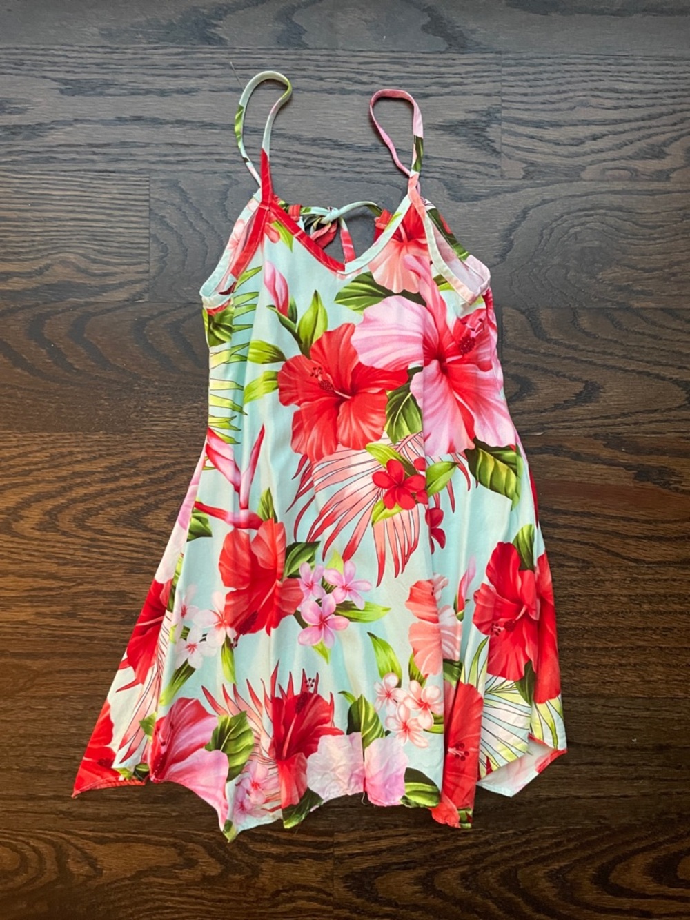 Girls lua Spaghetti-Strap Sundress in Aqua and Red